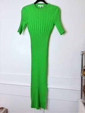 Frame Denim Bright Green Ribbed Knit Maxi Dress